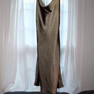 olive green shiny dress
